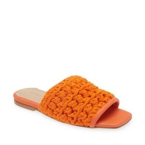 Orange Woven Slide Sandals